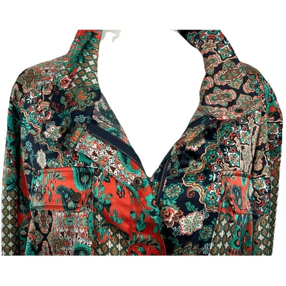 Ruby Rd Jacket Petite Plus Size 2X Artsy Zippered Snap Floral Multicolor Stretch - Picture 2 of 14